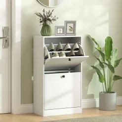 Zapatero Loir Homcom de 2 cajones blanco 85x47x26 cm