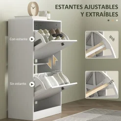 Zapatero Loir Homcom de 2 cajones blanco 85x47x26 cm