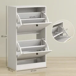 Zapatero Loir Homcom de 2 cajones blanco 85x47x26 cm