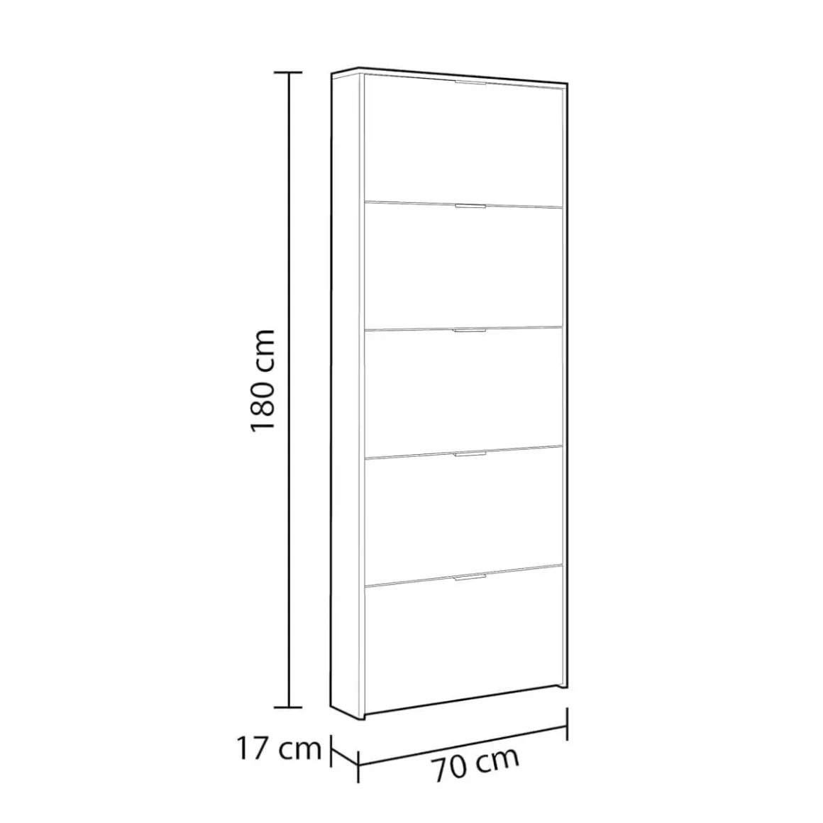 Zapatero Maelys 5 puertas blanco brillo 180x70x17 cm