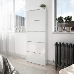 Zapatero Maelys 5 puertas blanco brillo 180x70x17 cm