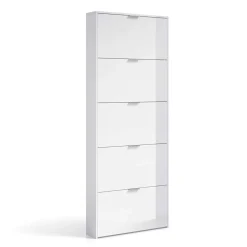Zapatero Maelys 5 puertas blanco brillo 180x70x17 cm
