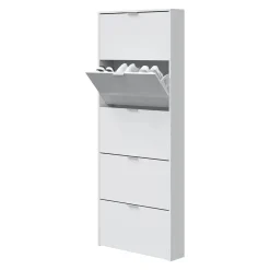 Zapatero Maelys 5 puertas blanco brillo 180x70x17 cm