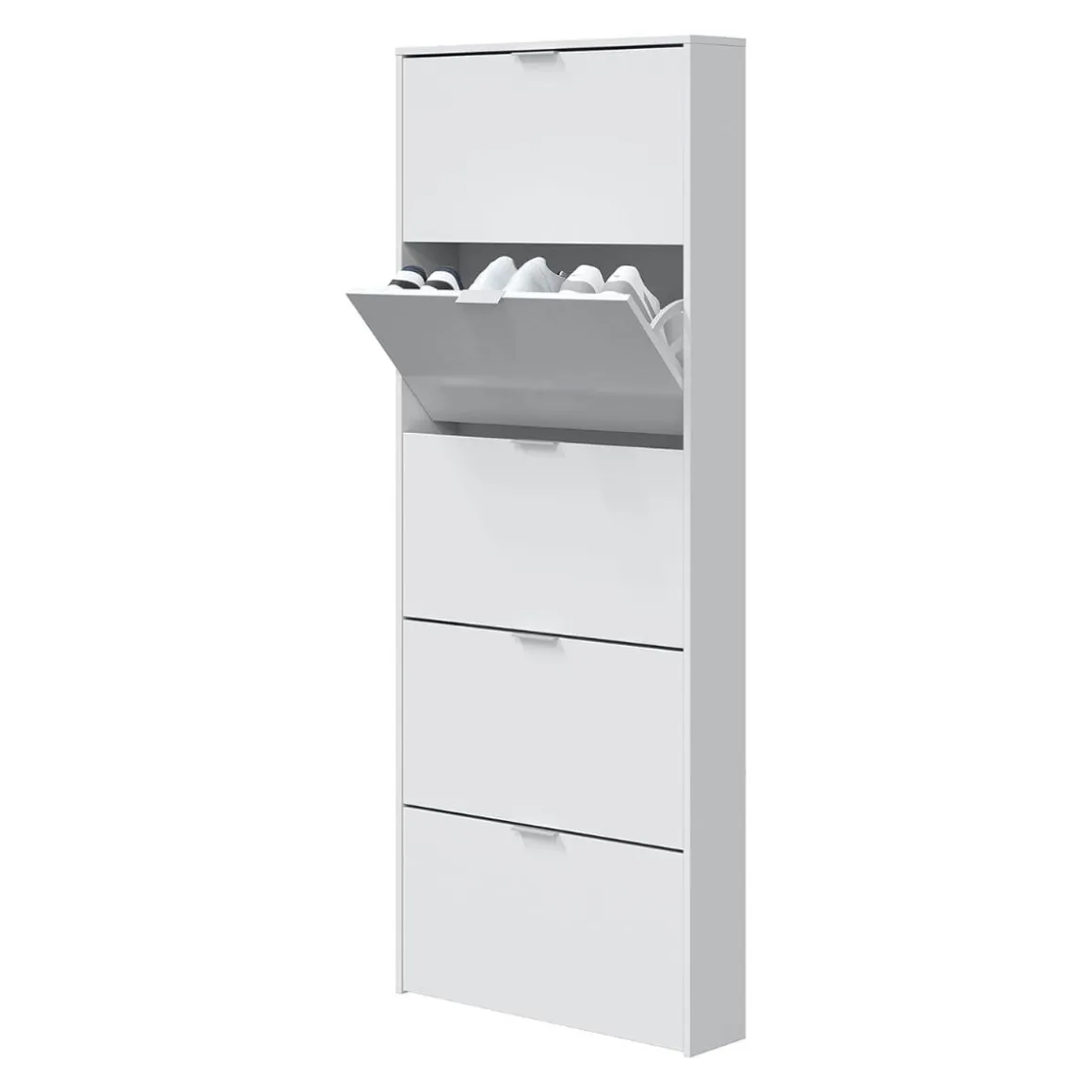 Zapatero Maelys 5 puertas blanco brillo 180x70x17 cm