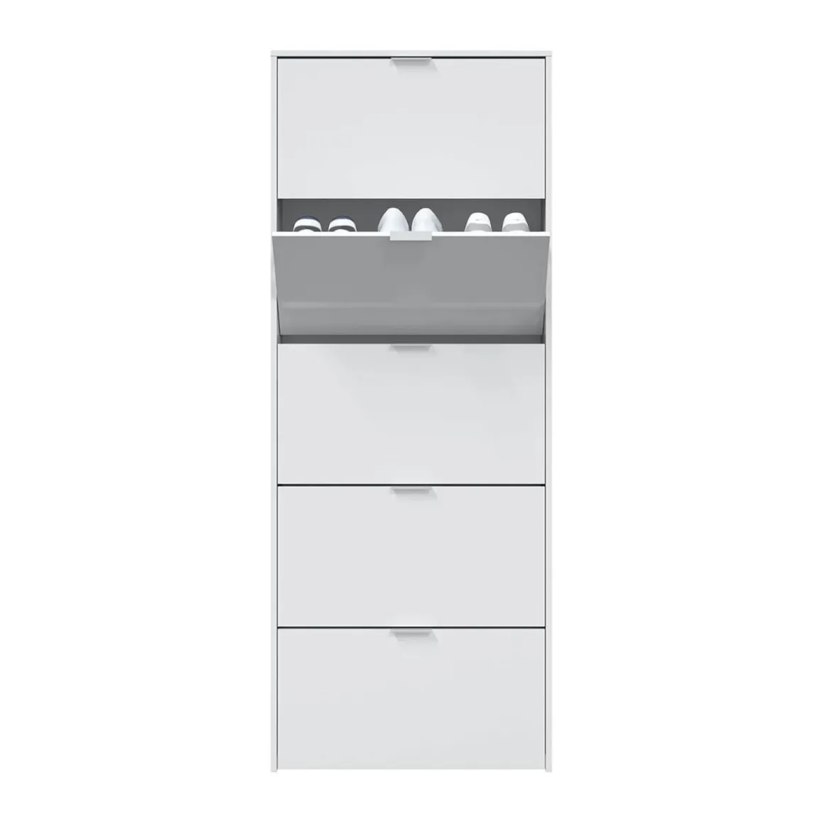 Zapatero Maelys 5 puertas blanco brillo 180x70x17 cm