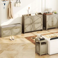Zapatero Magnolia Homcom 4 puertas 16 pares natural 88x104,5x88 cm