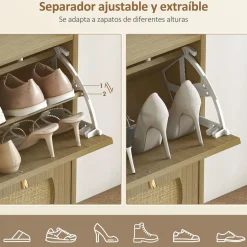 Zapatero Magnolia Homcom 4 puertas 16 pares natural 88x104,5x88 cm