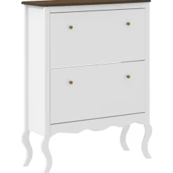 Zapatero Melocotón Homcom 2 cajones abatibles blanco 109x84x29 cm