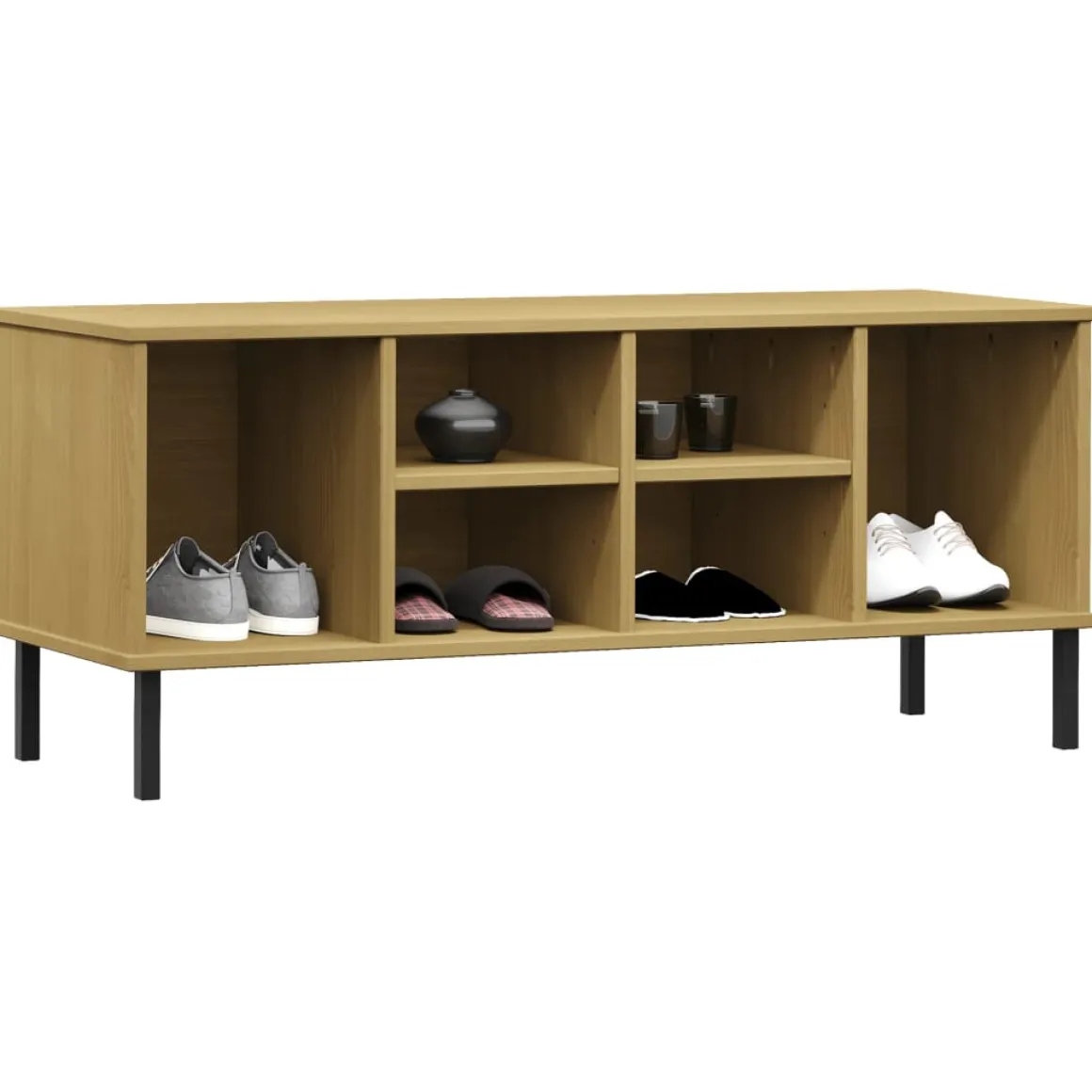 Zapatero Mieles 6 compartimentos madera de pino natural 45x106x35 cm