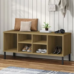Zapatero Mieles 6 compartimentos madera de pino natural 45x106x35 cm