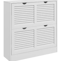 Zapatero Milú Homcom 2 cajones abatibles blanco 83x81,5x25 cm