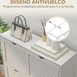 Zapatero Milú Homcom 2 cajones abatibles blanco 83x81,5x25 cm