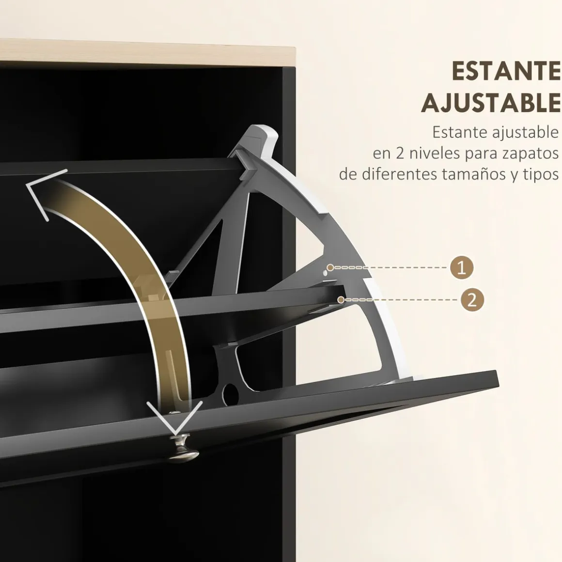 Zapatero Mimbre Homcom 3 cajones abatibles 18 pares negro 115x60x23,5 cm