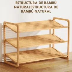 Zapatero Mio Homcom 3 niveles 12 pares natural 50,8x76x33 cm