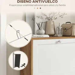 Zapatero Nami Homcom 2 puertas abatibles 12 pares natural/blanco 75,5x60x24,5 cm