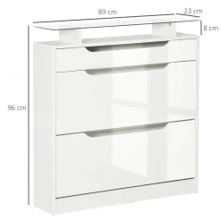 Zapatero Nordic Homcom 2 puertas con cajón blanco 96x89x23 cm