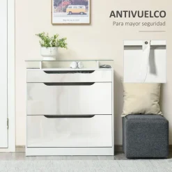 Zapatero Nordic Homcom 2 puertas con cajón blanco 96x89x23 cm