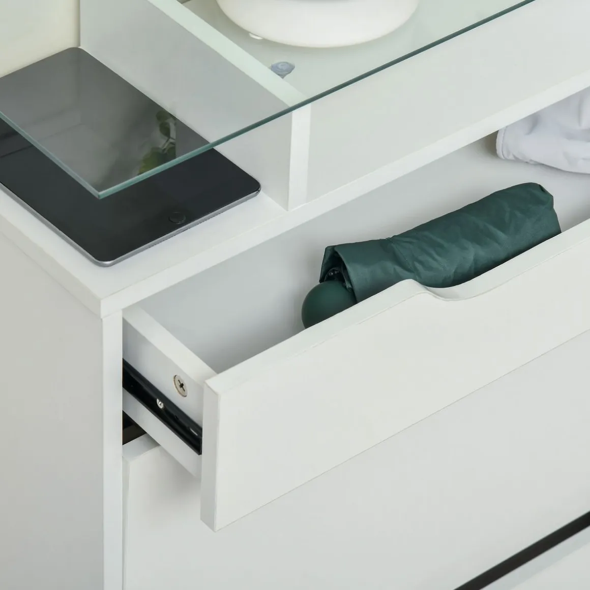 Zapatero Nordic Homcom 2 puertas con cajón blanco 96x89x23 cm