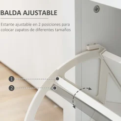 Zapatero Nordic Homcom 2 puertas con cajón blanco 96x89x23 cm