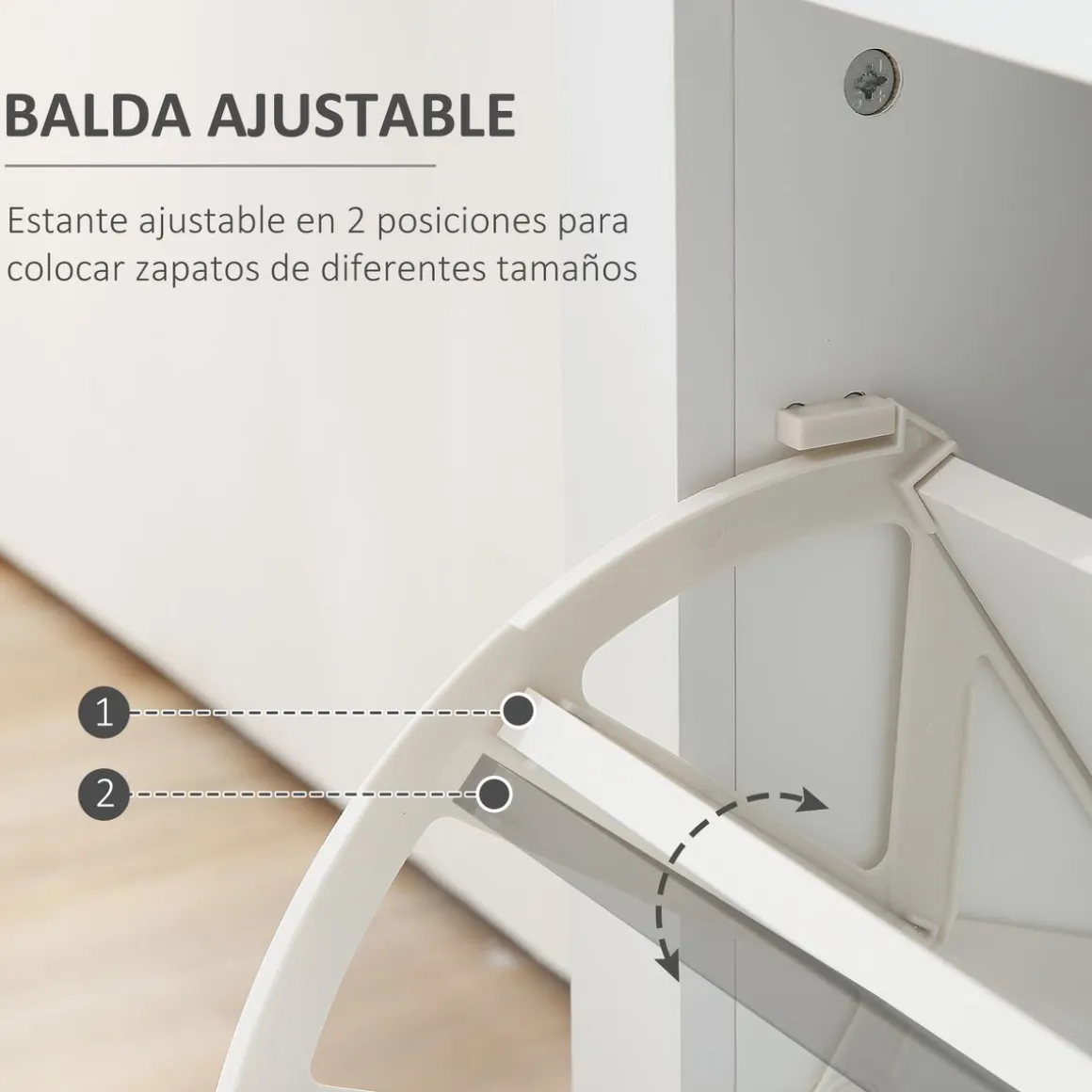 Zapatero Nordic Homcom 2 puertas con cajón blanco 96x89x23 cm