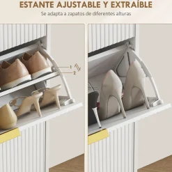 Zapatero Piña Homcom 3 puertas 18 pares blanco 128x60x24 cm