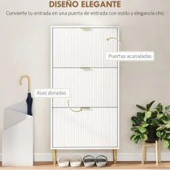 Zapatero Piña Homcom 3 puertas 18 pares blanco 128x60x24 cm