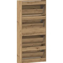 Zapatero Romo 4 puertas abatibles natural 163,5x80x21 cm