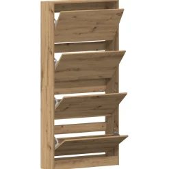 Zapatero Romo 4 puertas abatibles natural 163,5x80x21 cm