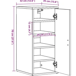 Zapatero Rustie con puerta + 5 compartimentos madera 70x32x35 cm