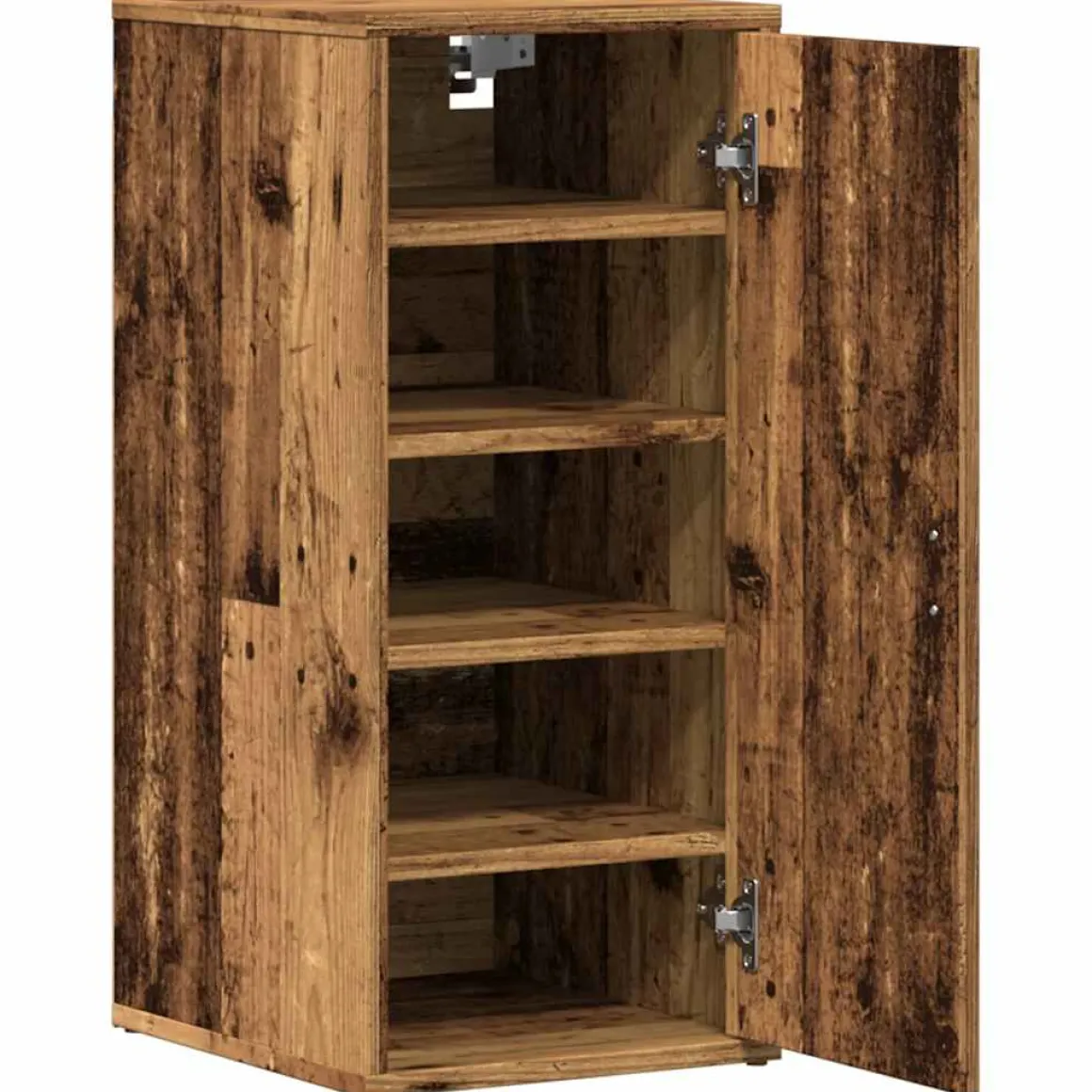 Zapatero Rustie con puerta + 5 compartimentos madera 70x32x35 cm
