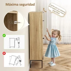 Zapatero Selena 1 cajón + 2 puertas abatibles roble 105,5x60x24 cm