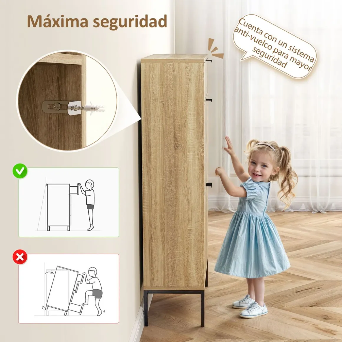 Zapatero Selena 1 cajón + 2 puertas abatibles roble 105,5x60x24 cm