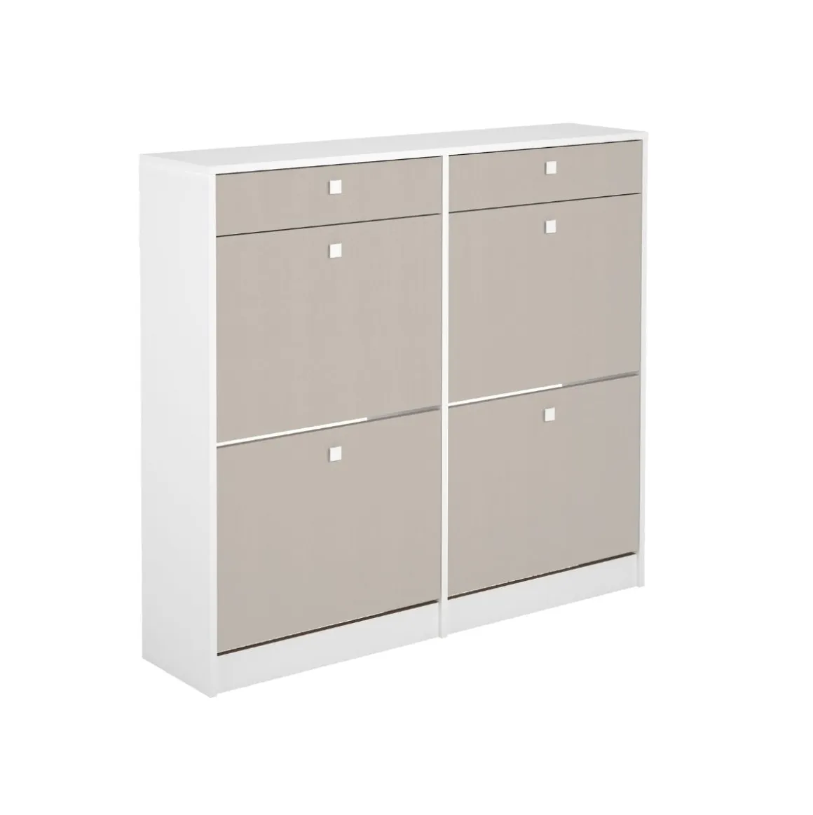 Zapatero Sirena 4 puertas con 2 cajones blanco/gris 104,3x116,8x27 cm