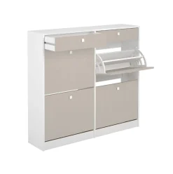 Zapatero Sirena 4 puertas con 2 cajones blanco/gris 104,3x116,8x27 cm