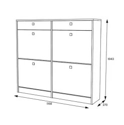 Zapatero Sirena 4 puertas con 2 cajones blanco/gris 104,3x116,8x27 cm