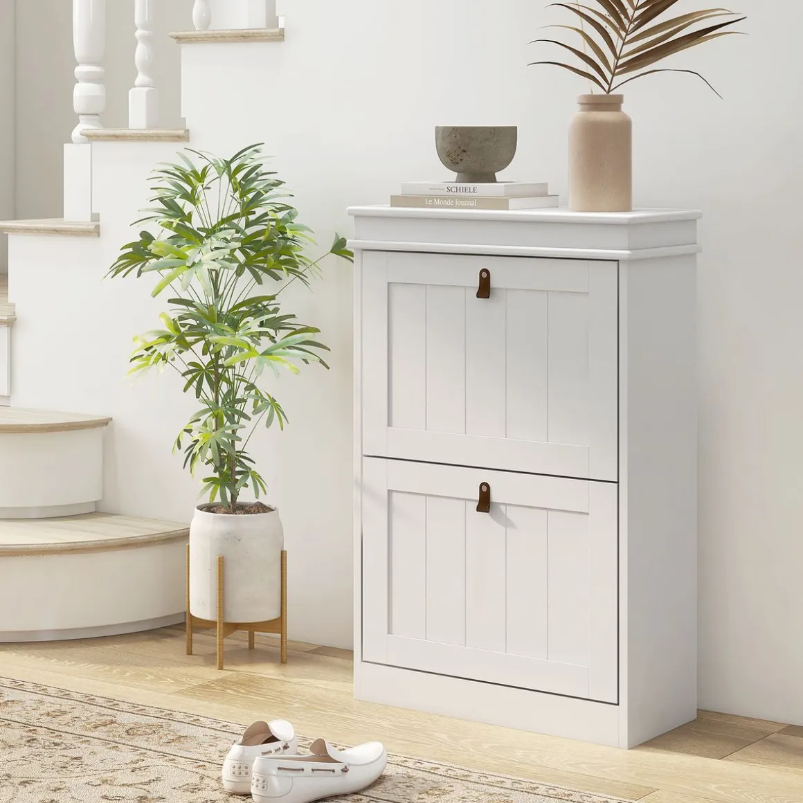 Zapatero Somer Homcom 2 puertas 10 pares blanco 82,5x54x24 cm