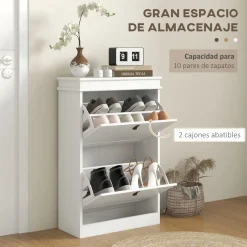 Zapatero Somer Homcom 2 puertas 10 pares blanco 82,5x54x24 cm