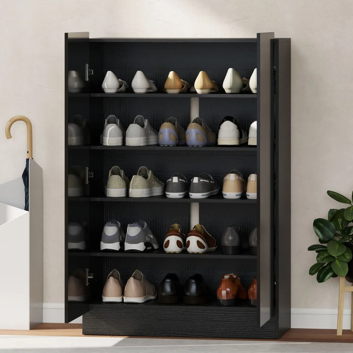 Zapatero Stelara Homcom 2 puertas 20 pares negro 103x72x34,5 cm