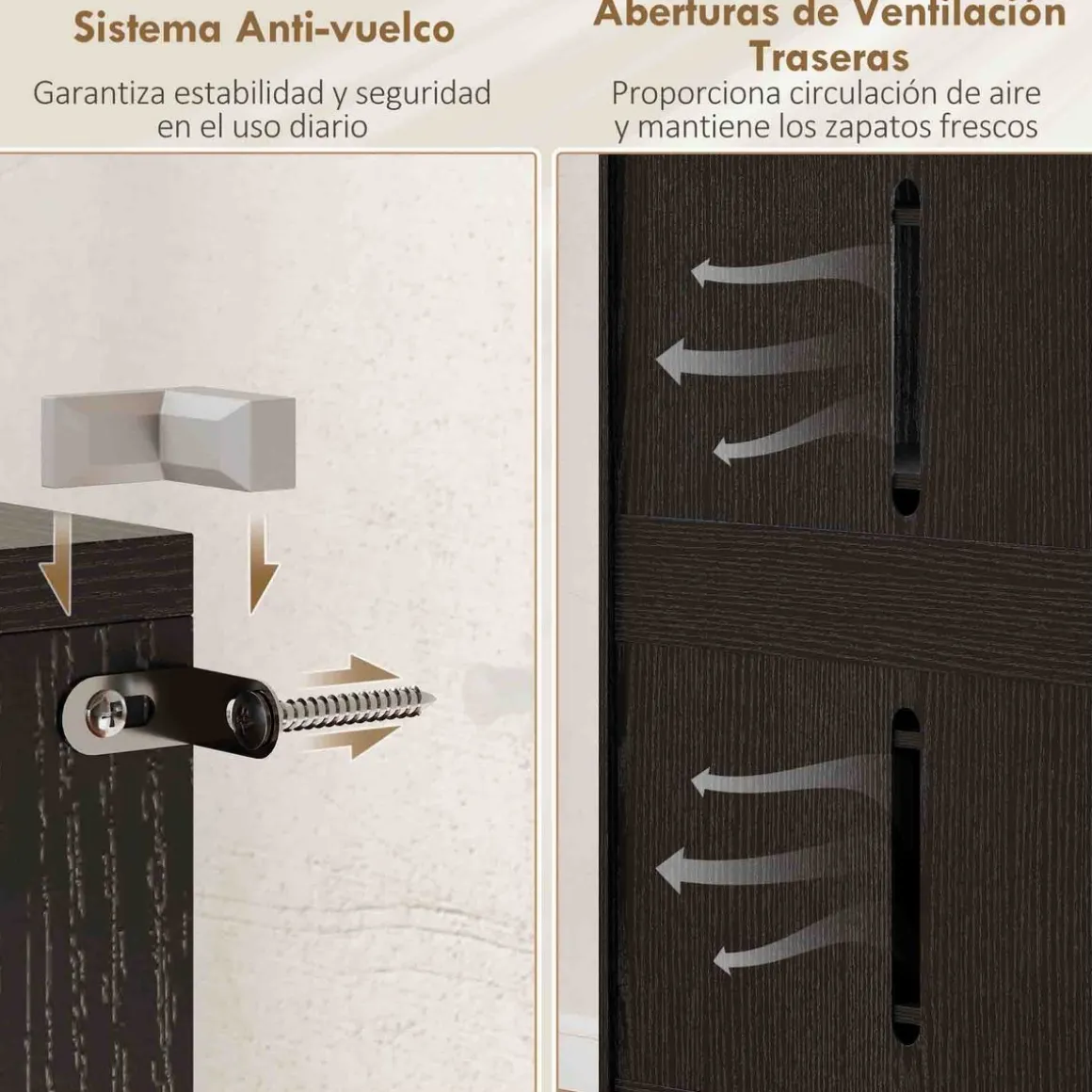 Zapatero Stelara Homcom 2 puertas 20 pares negro 103x72x34,5 cm