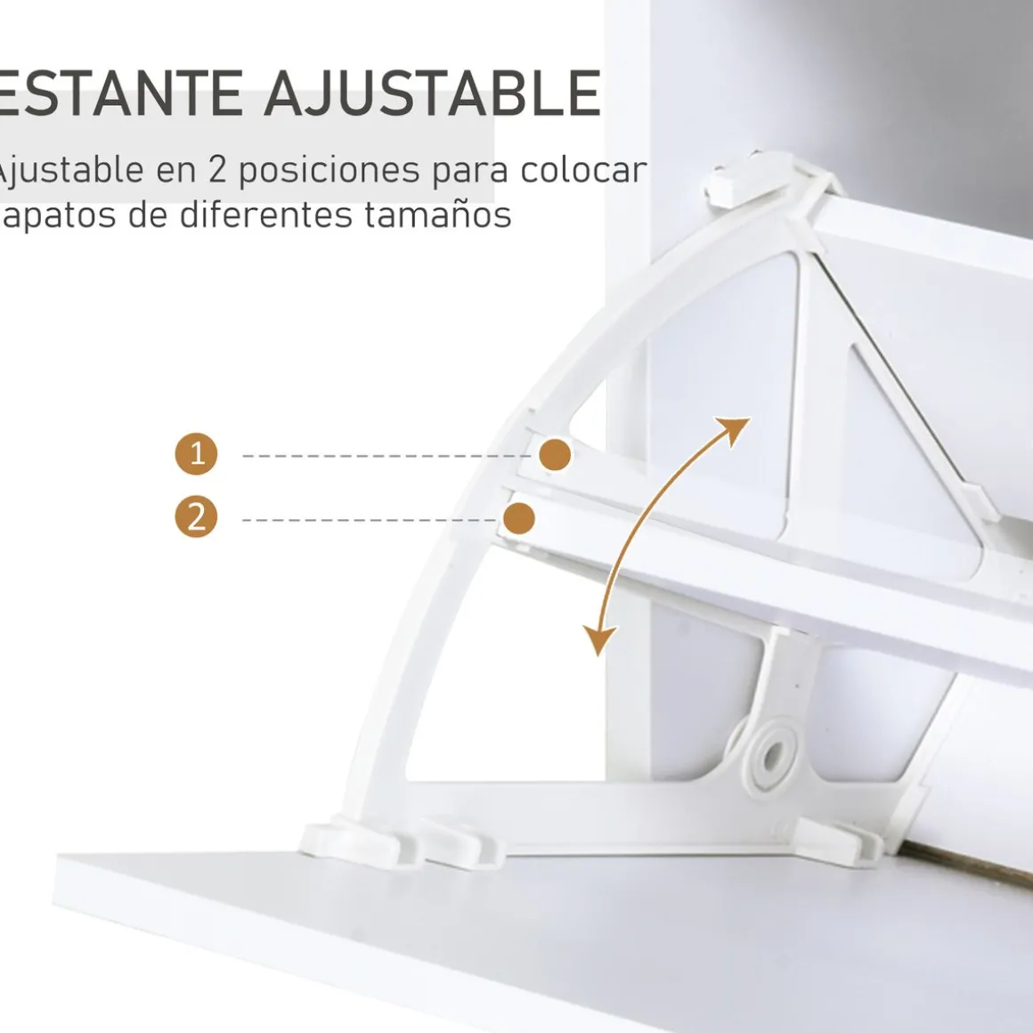 Zapatero Tarsia Homcom 3 cajones + estante blanco 105,5x60x24 cm