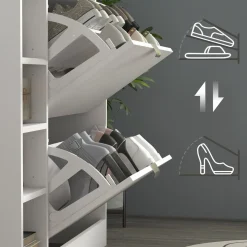 Zapatero Toby Homcom 2 cajones + 4 estantes + repisa blanco 92x89x25 cm