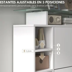 Zapatero Toby Homcom 2 cajones + 4 estantes + repisa blanco 92x89x25 cm