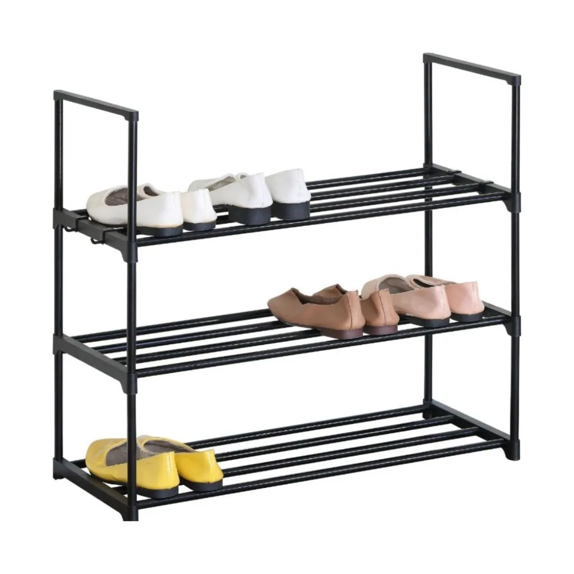 Zapatero Toscana 3 niveles diseño apilable negro 61x67x30 cm