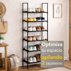 Zapatero Toscana 3 niveles diseño apilable negro 61x67x30 cm