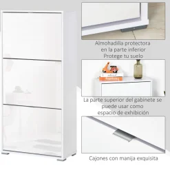 Zapatero Vergel Homcom 3 cajones 18 pares 124x60x26 cm