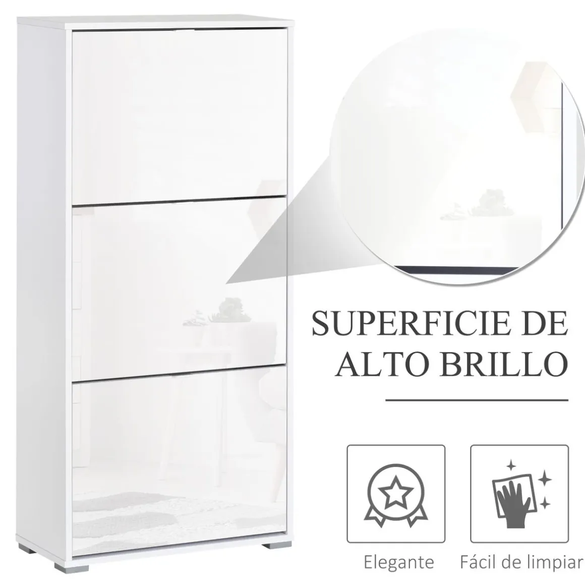 Zapatero Vergel Homcom 3 cajones 18 pares 124x60x26 cm