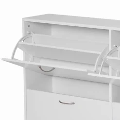 Zapatero Walk Homcom 4 cajones abatibles 16-24 pares blanco 81x120x24 cm