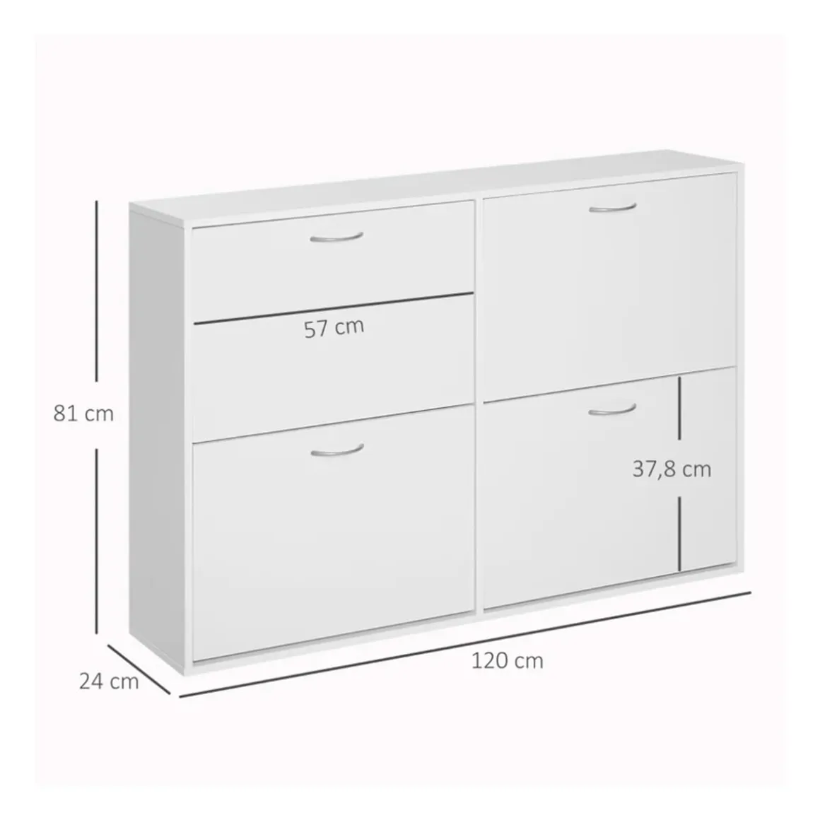Zapatero Walk Homcom 4 cajones abatibles 16-24 pares blanco 81x120x24 cm