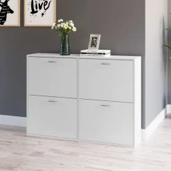 Zapatero Walk Homcom 4 cajones abatibles 16-24 pares blanco 81x120x24 cm